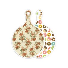 Roem Design 雙面圓形上菜砧板 杜莫色花朵, 甜甜圈, 1個