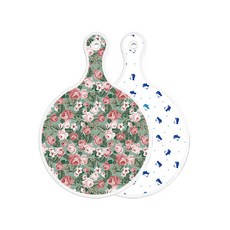 Roem Design 雙面圓形砧板 黑綠色花園花卉, 企鵝, 1個