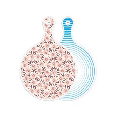 Roem Design 雙面圓形上菜砧板 紫色花朵圖案, 魚線藍, 1個