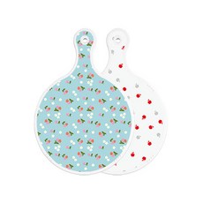 Roem Design 雙面圓形上菜砧板 天藍色櫻桃, 各式蘋果, 1個