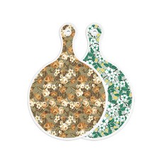 ROEM DESIGN 雙面圓形砧板 土色花卉, 花卉灰色, 1個