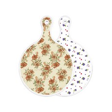 Roem Design 雙面圓形上菜砧板 櫸木色花朵, 藍莓, 1個