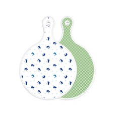 Roem Design 雙面圓形上菜砧板 企鵝, 綠色格紋, 1個