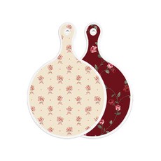 Roem Design 雙面圓形上菜砧板 淡黃色花束, 玫瑰紅色, 1個