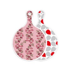 Roem Design 雙面圓形上菜砧板 櫻花, 紅綠落葉, 1個