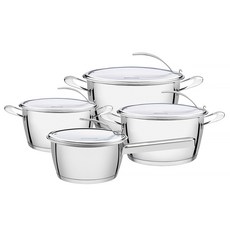 [쿠팡 직수입] 트라몬티나 벤투라 쿡웨어 세트 4p 65360174 인덕션 IH, 딥 캐서롤 16cm + 20cm + 24cm + 소스팬 16cm