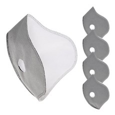 MLD 雙閥門自行車口罩 濾心替換型 內襯濾心 5入, 灰色+白色