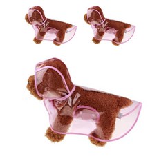 에이프릴16 반려동물 방수 투명 레인코트 3p, 핑크