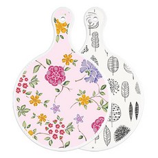 Roem Design 雙面圓形上菜板 浪漫紅花卉淡粉色, 樹木線條藝術, 1個