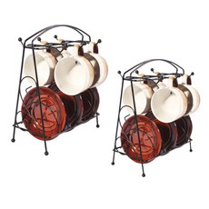 LIVING DUO 桌上型多用途杯盤放置架, 黑色的, 2件