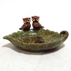 하나샵 두마리 부엉이 나뭇잎수반 14056, 혼합 색상