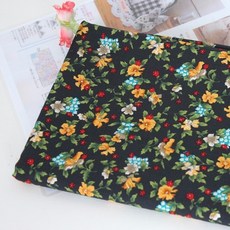 Fabric Art純棉花朵圖案布料 30支 可愛花朵, 卡其色海軍