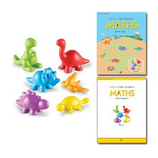 Learning Resources 兒童數學學習小模型 72入+數學學習書 恐龍 2本組, 1套