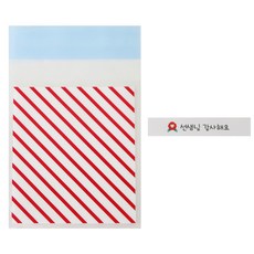 황씨네도시락 접착 스트라이프 봉투 레드 50p + 선생님 감사해요 카네이션 띠지 스티커 50p, 1세트
