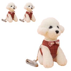 Ants 寵物蝴蝶結胸背帶組 L, 紅色格紋, 3套