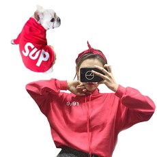 Noland SUP連帽狗狗主人情侶衣, 紅色