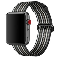 momoket Apple Watch 3/4/5 全新編織尼龍錶帶 W17（可交互使用 38/40 毫米）, 黑色線條, 1個