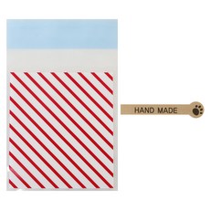 自黏條紋包裝袋 紅色 100入+貼紙 100入, 1套