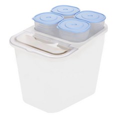 多功能大米桶 16kg+五穀雜糧桶 4入, 白色