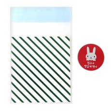 黏貼式條紋包裝袋 50入+韓文貼紙 50入, 1套