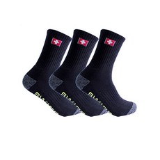 스위스밀리터리 SM-R01 남성용 등산 장목 양말 3족, 블랙