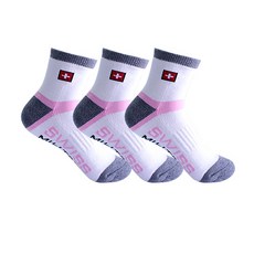 스위스밀리터리 SM-R07 여성용 등산 중목 양말 3족, 화이트 + 그레이, 1개