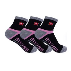 스위스밀리터리 SM-R07 여성용 등산 중목 양말 3족, 블랙