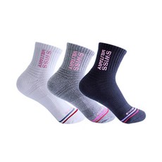 스위스밀리터리 SM-R09 여성용 등산 중목 양말 3족, 혼합 색상