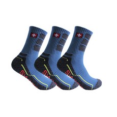 스위스밀리터리 SM-R04 남성용 등산 장목 양말 3족, 블루