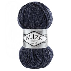 alize 마마니트 슈퍼라나 맥시 뜨개실, 805네이비혼합, 1개