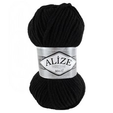 alize 마마니트 슈퍼라나 맥시 뜨개실, 블랙, 1개