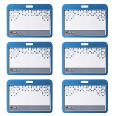 VICDREAM 橫式金屬ID員工證卡套名牌 VIC-6041, 金屬藍, 6入