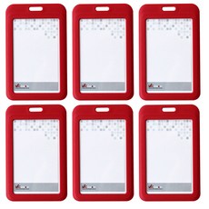 VICDREAM 直式柔和ID員工證卡套名牌 VIC-6634, 紅色, 6入