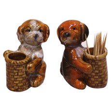 HANA SHOP 瓷狗牙籤盒 2p 套組 0718, 1套