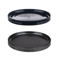 素色圓形餐盤 L, 海軍藍，黑色, 2件