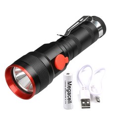 울트라루멘 USB 충전식 후레쉬 CREE-XPL T6 + 18650 배터리 UL-151A, 혼합 색상, 1개