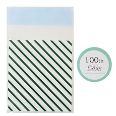 黏性條紋包裝袋 綠色 100入+100天貼紙 粉彩薄荷 100入, 1套