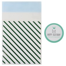 Hwangssinaedosirak 自黏條紋袋 綠色 100入 + 周歲貼紙 粉彩薄荷綠 100入, 1套