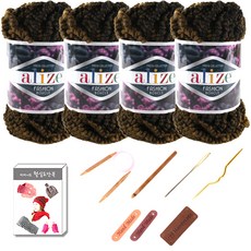 마마니트 패션 목도리 털실 4p DIY 세트, 5573 카키혼합, 1세트