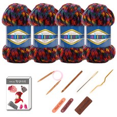 마마니트 알리제 컨트리 뜨개실 4p 목도리 diy 세트, 5291 Carnival, 1세트