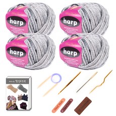 마마니트 하프 목도리털실 4p DIY 세트, 009 회색혼합, 1세트