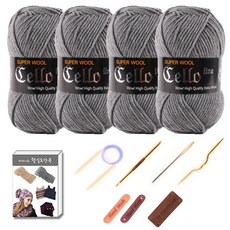 마마니트 첼로 목도리털실 4p DIY 세트, 914 그레이, 1세트