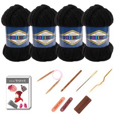 마마니트 알리제 컨트리 뜨개실 4p 목도리 diy 세트, 60 Black, 1세트