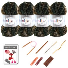 마마니트 알리제 컨트리 뜨개실 4p 목도리 diy 세트, 5566 Pine Forest, 1세트