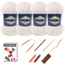 마마니트 알리제 컨트리 뜨개실 4p 목도리 diy 세트, 01 Cream, 1세트