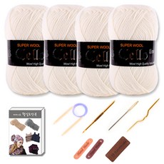 마마니트 첼로 목도리털실 4p DIY 세트, 901 아이보리, 1세트