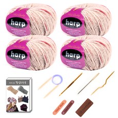 마마니트 하프 목도리털실 4p DIY 세트, 002 피치혼합, 1세트