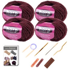 마마니트 하프 목도리털실 4p DIY 세트, 014 와인, 1세트
