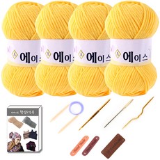 마마니트 울에이스 뜨개질 DIY 패키지, 1세트, 477노랑