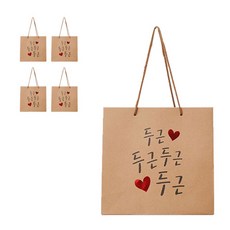 포포팬시 마음 크라프트 쇼핑백, 두근두근, 5개